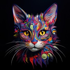 Fototapeta premium a colorful cat with white whiskers