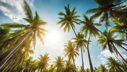 Fototapeta na wymiar palm trees in the sunlight