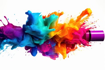 a colorful paint splashing in a white background