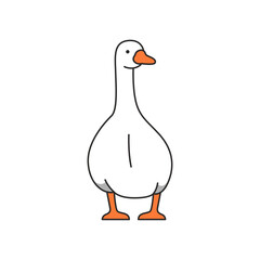 Vector illustration of a goose in cartoon style. Isolated on white background.