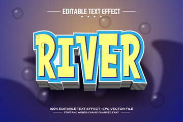 River 3D editable text effect template