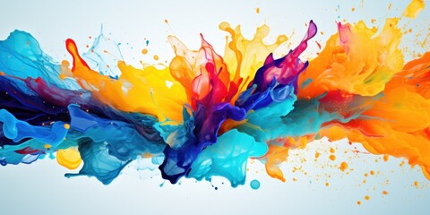 a colorful paint splashing in a cloud - obrazy, fototapety, plakaty