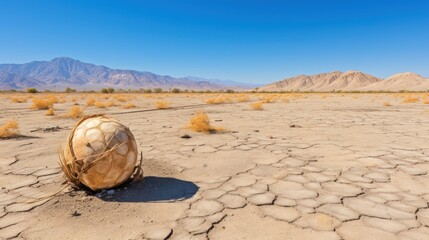a football ball in the desert