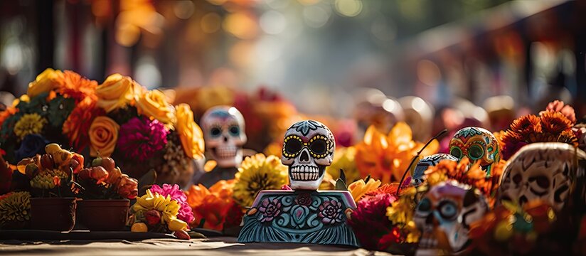 Janitzio a Mexican tradition involves decorating cemeteries for the Day of the Dead With copyspace for text