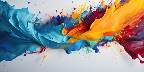 a colorful paint splashing in a white background