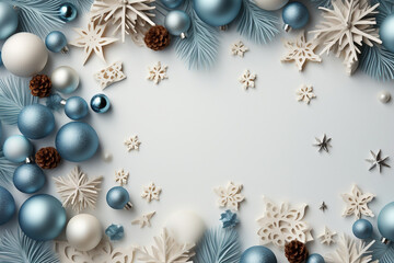 Festive Greetings, Winter Wonderland with Christmas Tree, Paper Ornaments, and Holiday Wishes