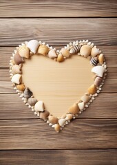 a heart shaped frame made of seashells