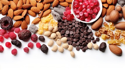 a group of different types of nuts and candies