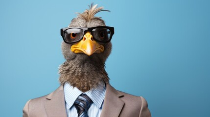 a bird wearing a suit and tie