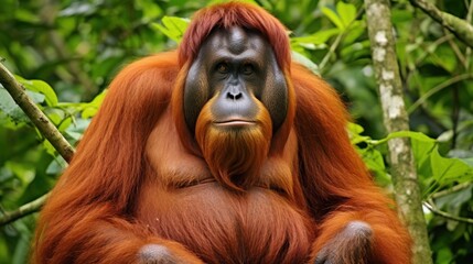 Obraz premium a close up of an orangutan