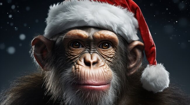 a monkey wearing a santa hat