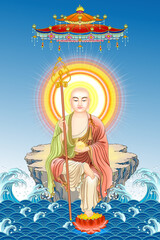 Obraz na płótnie Canvas Bodhisattva King Ksitigarbha of the Great Vow (Earth Store Bodhisattva)