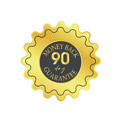 Money back guarantee label on white background