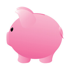 Pink piggy bank on white background
