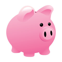 Pink piggy bank on white background