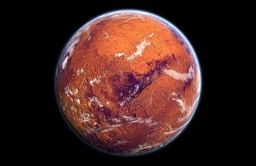 3d rendering image of the red planet Mars isolated in starless black space