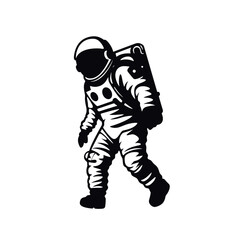 Minimalistische Silhouette Astronauten in schwarz-weiß vektor