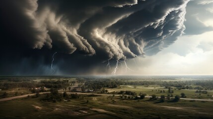 Tornadoes Dancing Across Fields and Cities. Generative AI