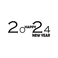 Text HAPPY NEW YEAR 2024 on white background