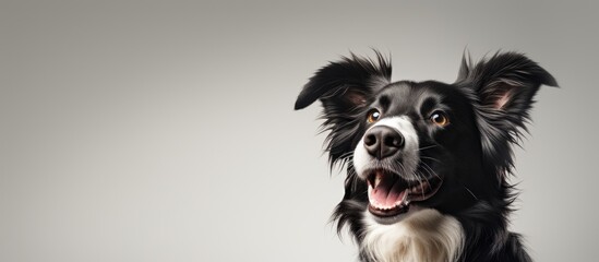 Upward gaze of Border Collie With copyspace for text