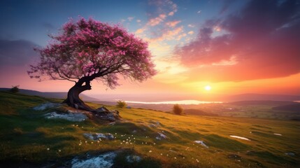 Spring and Summer in Beautiful Sunset