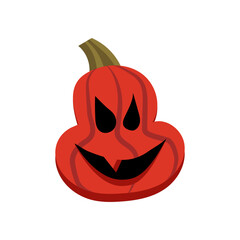 Creepy Halloween pumpkin on white background
