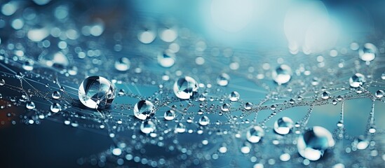 Wet spider on its web With copyspace for text