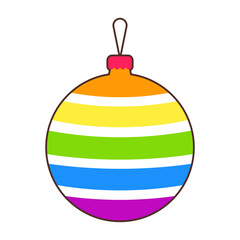 Rainbow Christmas ball on white background. LGBT concept