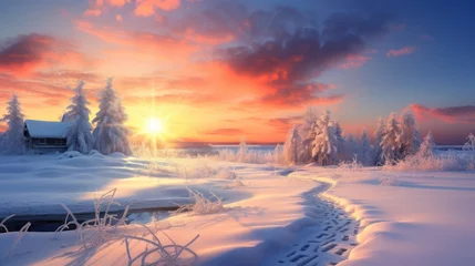 Zelfklevend Fotobehang Background design for Winter Natural Landscape © Left