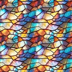 Iridescent Metal Mosaic with Black Dividers. Seamless Repeatable Background.