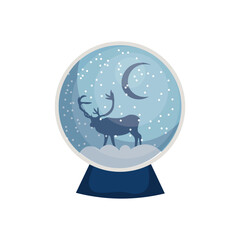Snow globe with reindeer on white  background
