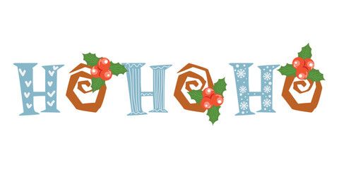 Stylish word HO-HO-HO on white background