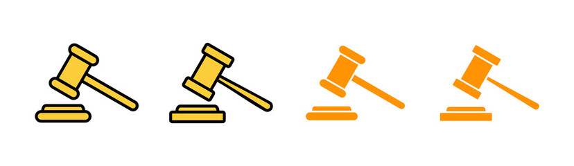 Gavel icon set for web and mobile app. judge gavel sign and symbol. law icon. auction hammer