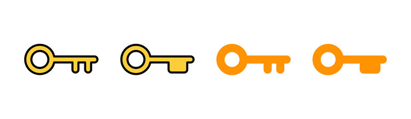 Key icon set for web and mobile app. Key sign and symbol.