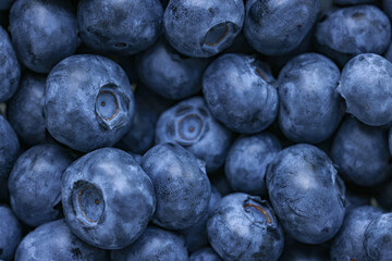 Fresh tasty blueberries as background, closeup view
