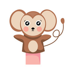 Fototapeta premium Cute monkey sock toy on white background