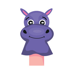 Cute hippopotamus sock toy on white background