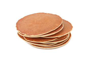 Stack of tasty pancakes isolated on white