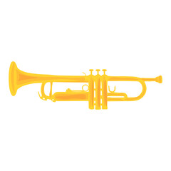 Golden trumpet on white background