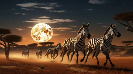 Tuinposter zebra at sunset © faiz