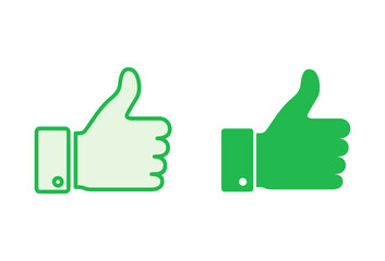 Thumbs up icon set. Hand like. Like icon vector.