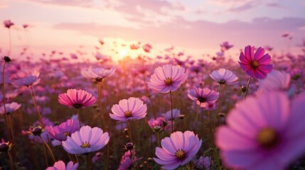 Fototapeta na wymiar flowers in the sunset
