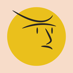 cartoon emoticon with tired expression