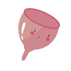 Cute menstrual cup on white background