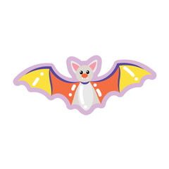 Cute Halloween bat on white background