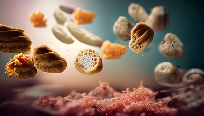  A mesmerizing scene of foods drifting in the wind