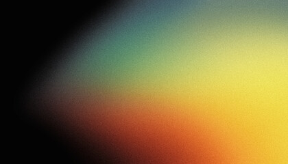 Grainy dark abstract background orange yellow green glowing blurred noise texture black backdrop copy space wide banner header poster design