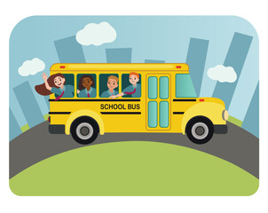 Yellow school bus on road