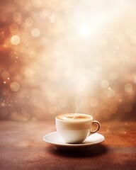 cup of coffee on the table with bokeh background