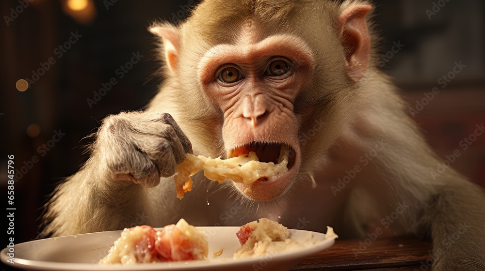 Wall mural portrait of a macaque